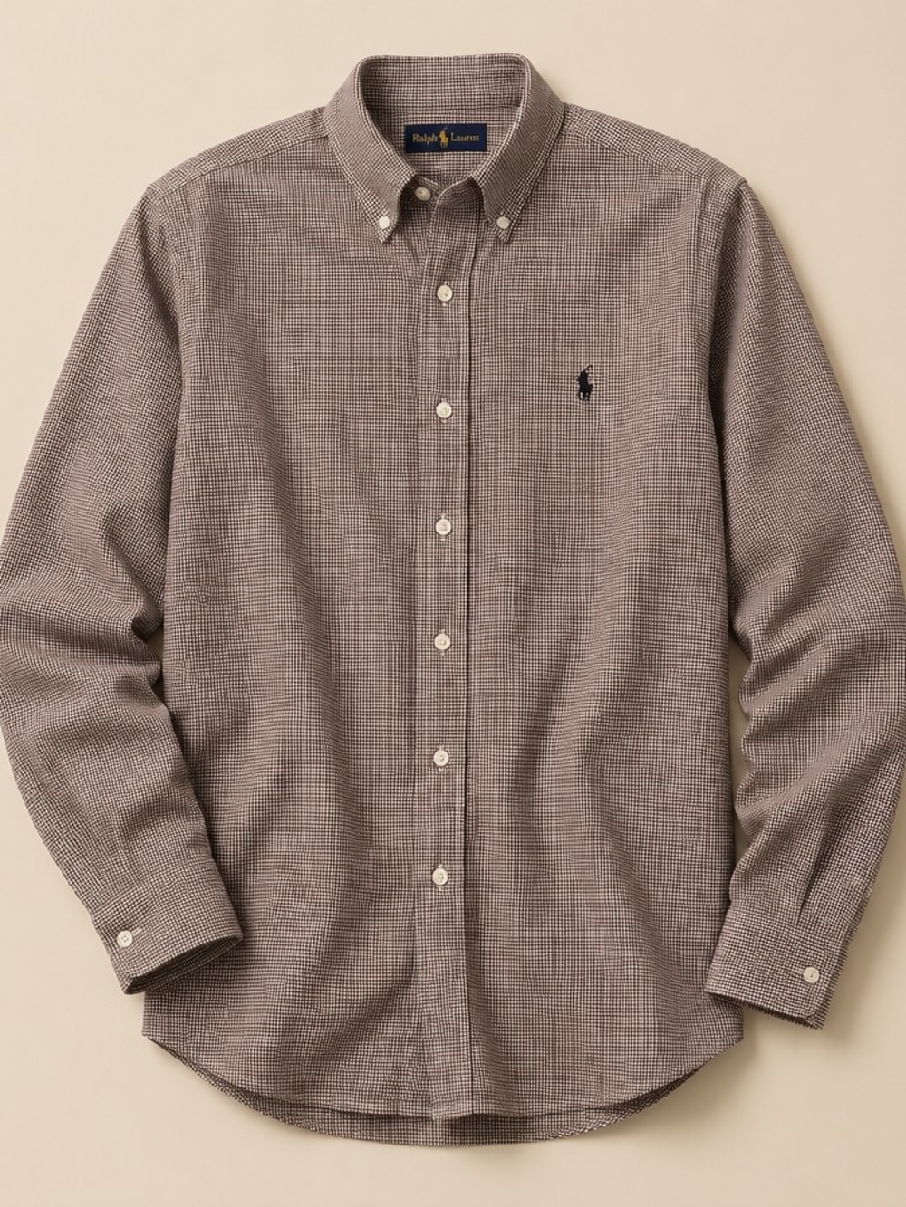 Ralph Lauren Brown Microcheck Button-Down Shirt